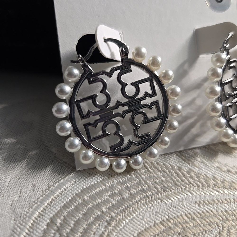 Tory Burch Silver and Pearl Earrings